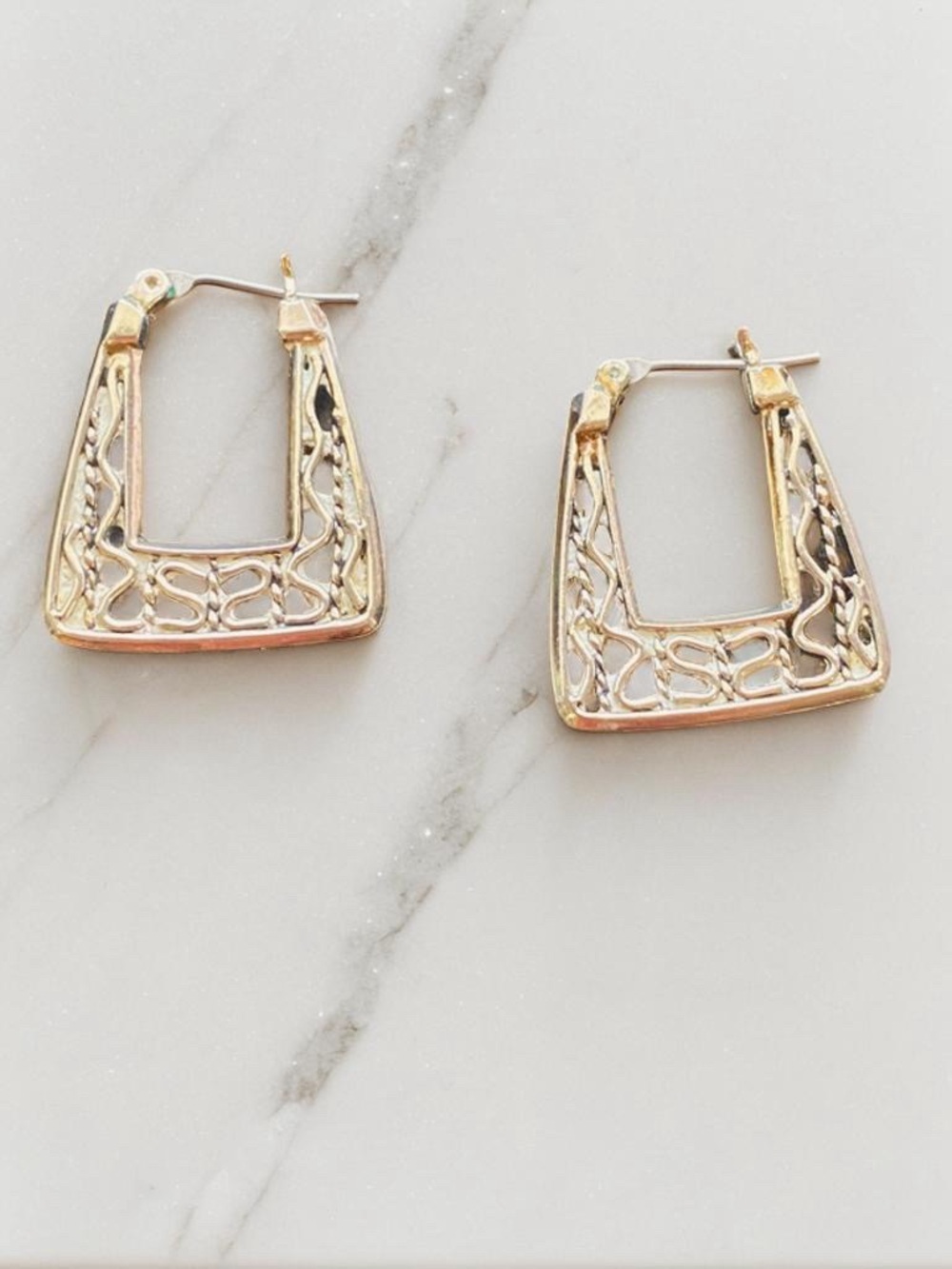 Silver Square Hoop Earrings - Picture 4 of 5